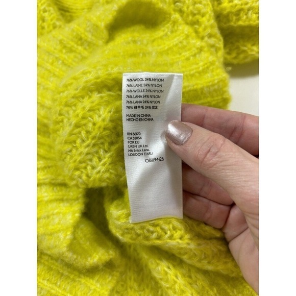 By Anthropologie Honore Sweater Highlighter Yellow XS Wool Blend Fluorescent - Picture 11 of 13